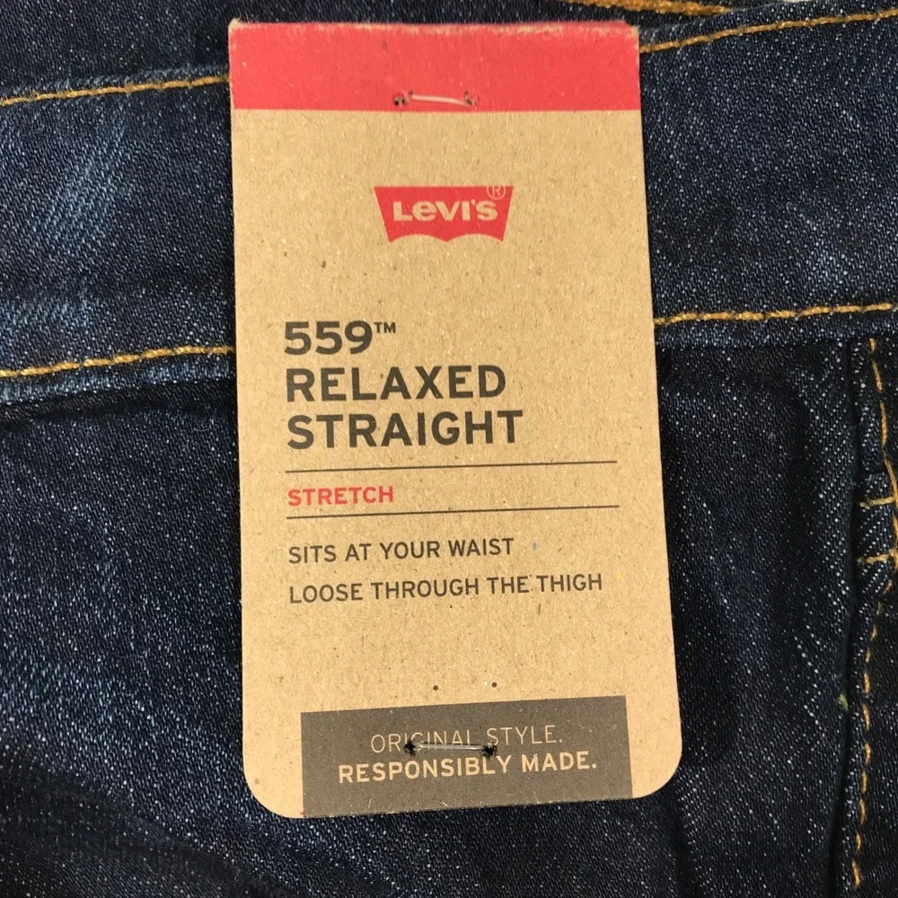 Levi's 559 Relaxed Jeans Men 54x28 Big Tall Blue Stretch Straight High Rise New